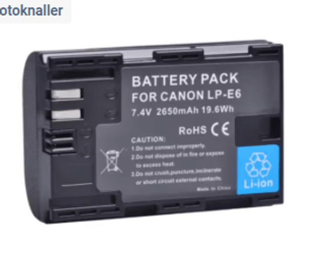 LP-E6 Batterij voor Canon camera's 2650 mAh