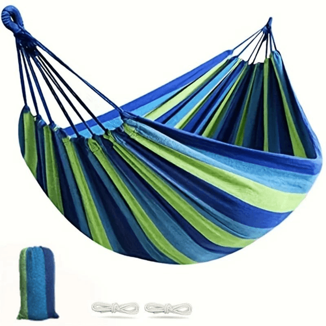 Kleurige canvas een persoons hangmat - blauw (260x80cm)