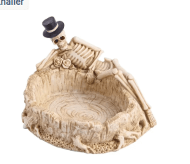 Prachtige creatieve horror asbak Liggend skelet (15cm)