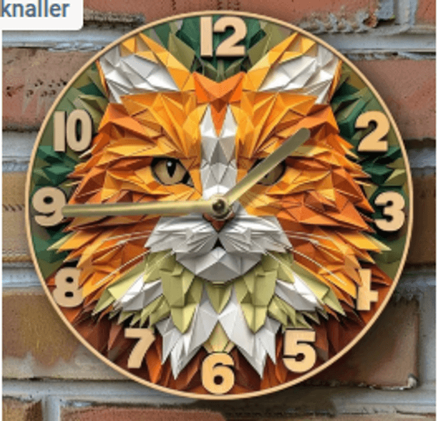 Vintage metalen klok cat (20cm diameter)