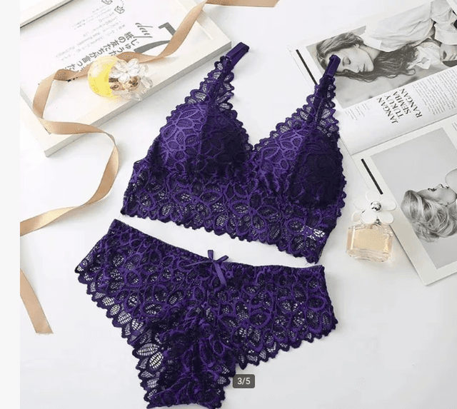 Sexy lingerie sets BH en Slip met naadloze draad en spandex paars
