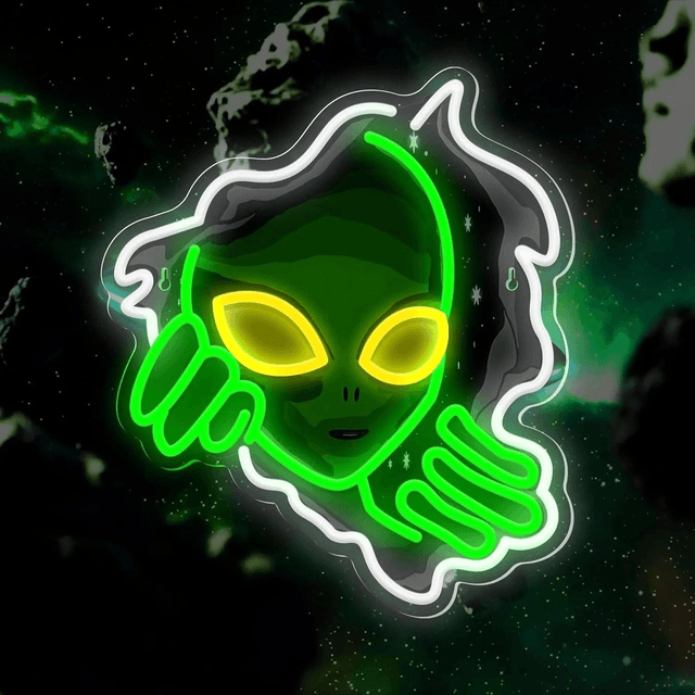LED Neon Lamp Peaking Alien (35x30cm)