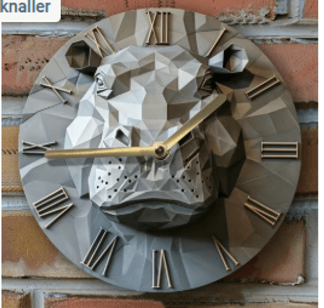Vintage metalen klok Hippo (20cm diameter)