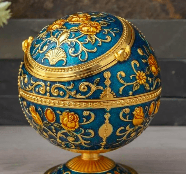 Luxe asbakken oosterse stijl bolvormig en windbestendig kleur blauw