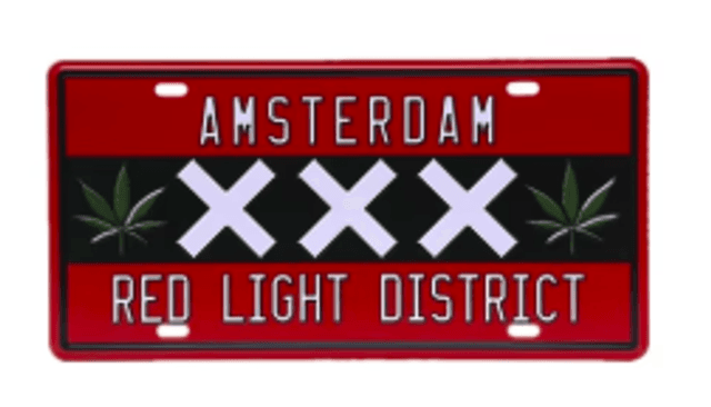 Metalen nummerbord Amsterdam Red Light District (30x15cm)