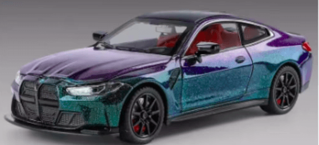 DieCast metalen model auto BMW M4 (1:24) kleur paars blauw